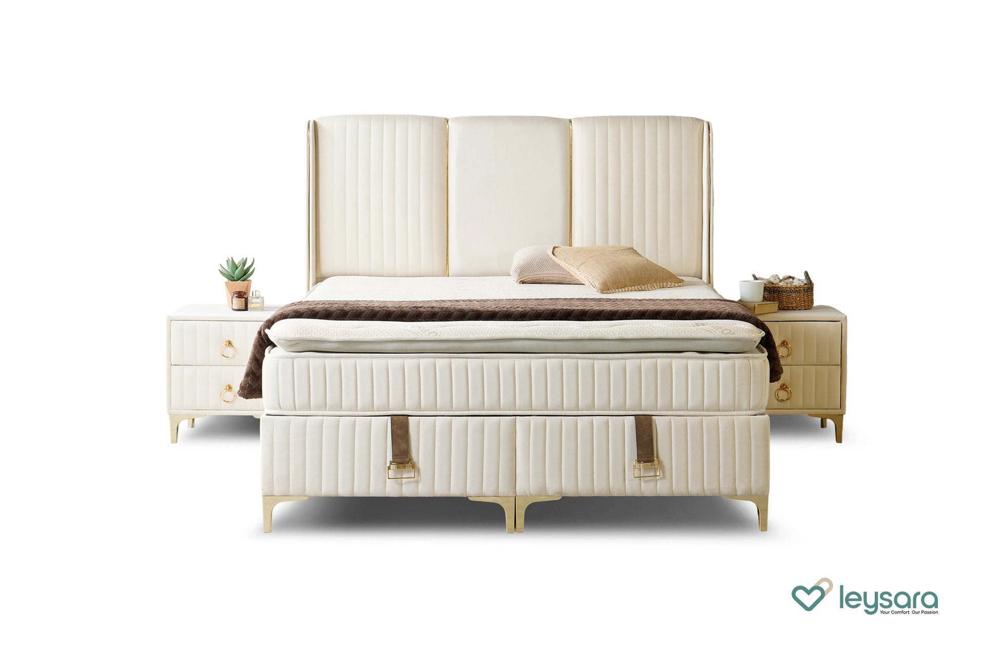 Restique – Tijdloos compleet bed met hoog hoofdbord en koel matras