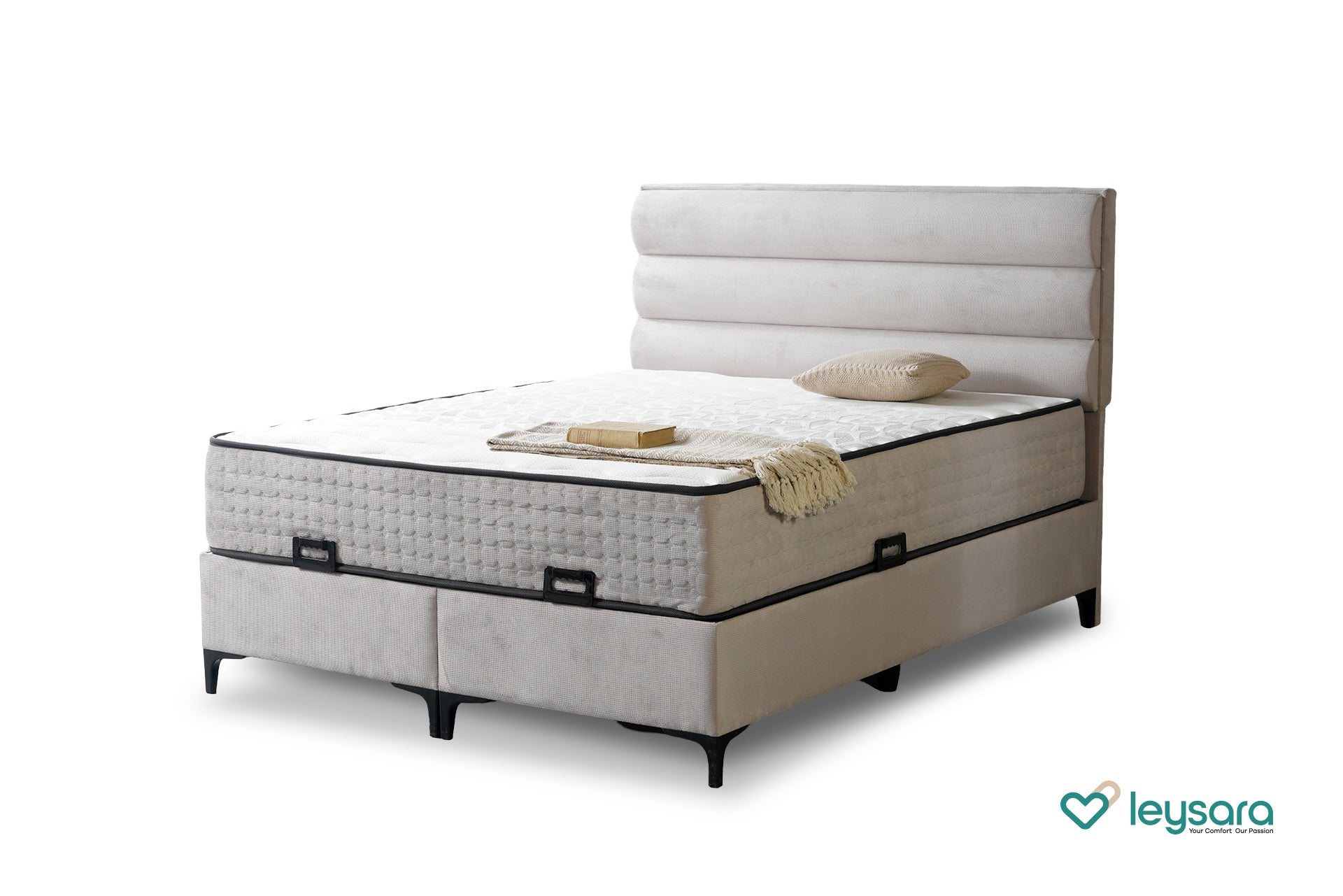 Velar – Luxe lichtbeige bed met moderne uitstraling