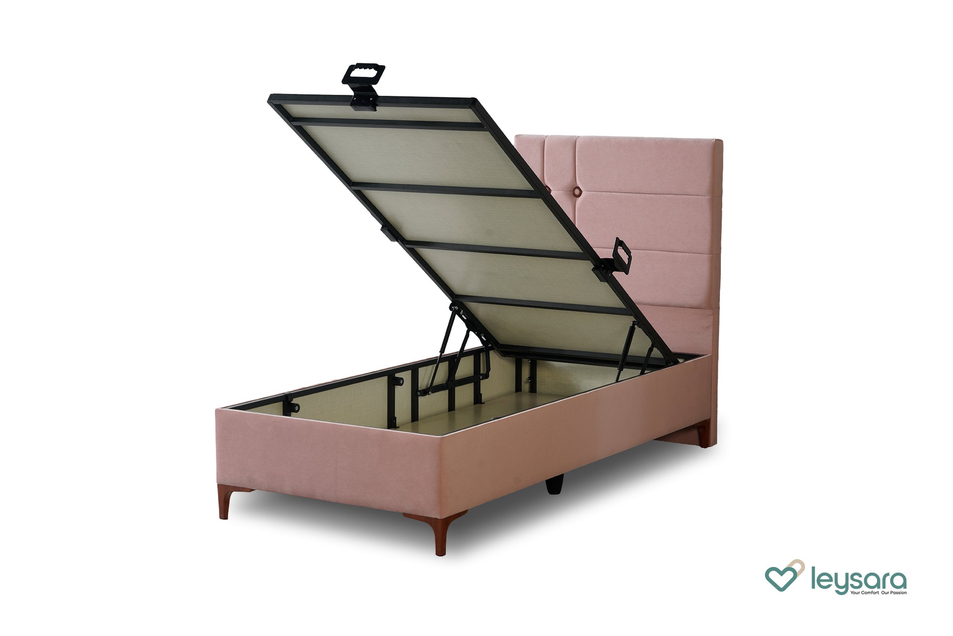 Velina – Praktisch meisjes opbergbed in moderne roze stof